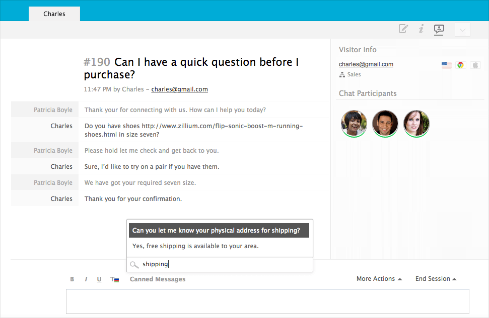 live chat canned responses