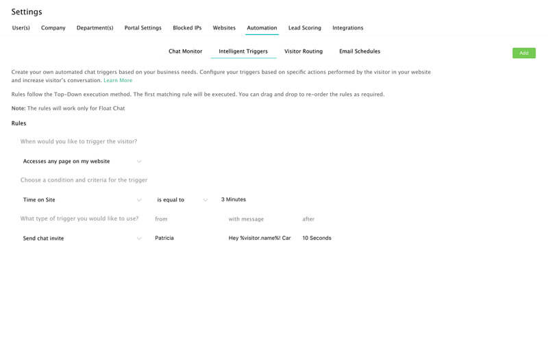 live chat intelligent triggers
